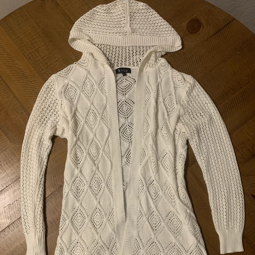 77 Sisters Vintage White Knit Cardigan